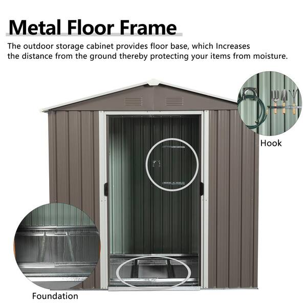 Unbranded - 6 ft. x 5 ft. Gray Outdoor Metal Garden Storage Shed for Garden, Lawn (30 sq. ft.)