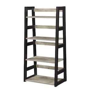 Designs2Go 44.25 in. Faux Birch and Black MDF 4-Shelf Accent Bookcase with Trestle Sides