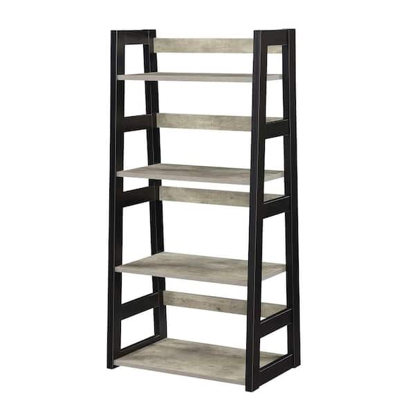 null Designs2Go 44.25 in. Faux Birch and Black MDF 4-Shelf Accent Bookcase with Trestle Sides