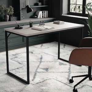47 in. Rectangle Gray/Oil Rubbed Bronze Engineered Wood Computer Desk