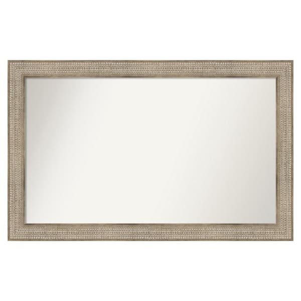 Amanti Art Trellis Silver 52 in. x 33 in. Custom Non-Beveled Wood Framed Bathroom Vanity Wall Mirror