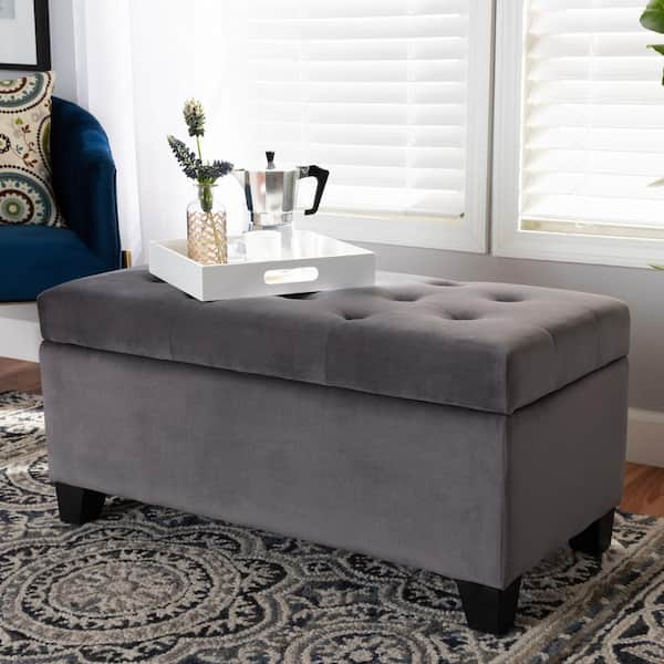 Baxton Studio Michaela Grey Storage Ottoman 162 10458 HD The