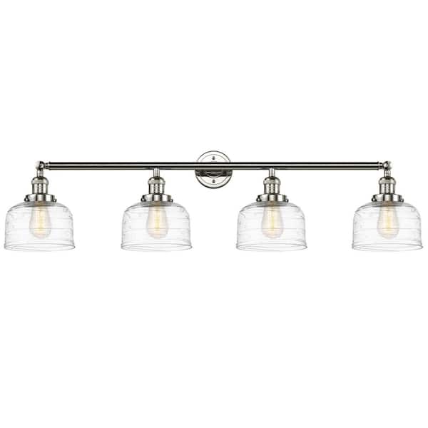 Bell 44 in. 4-Light Polished Nickel Vanity Light with Glass Shade