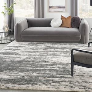 Dreamy Shag Charcoal/Ivory 8 ft. x 10 ft. Abstract Contemporary Area Rug