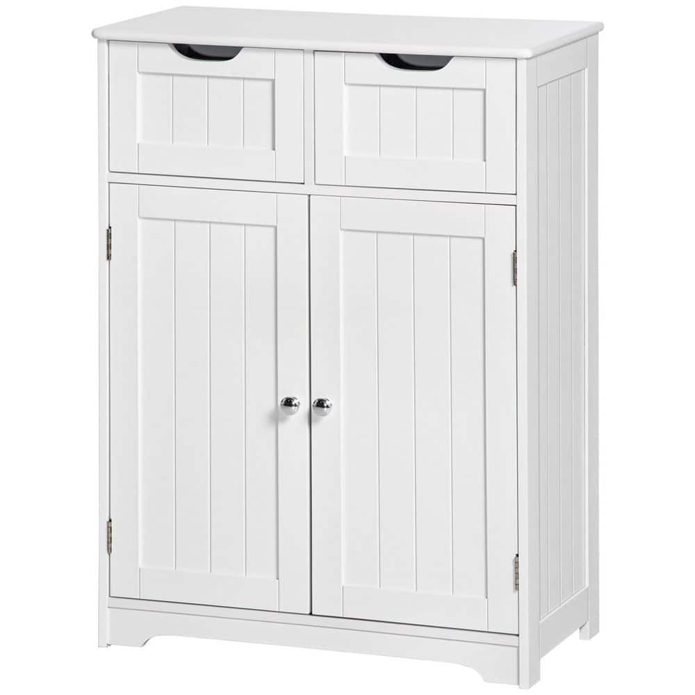 23.5 in. W x 11.8 in. D x 32.3 in. H White Bathroom Linen Cabinet with two Doors and two Drawers price history on PriceWatchPro