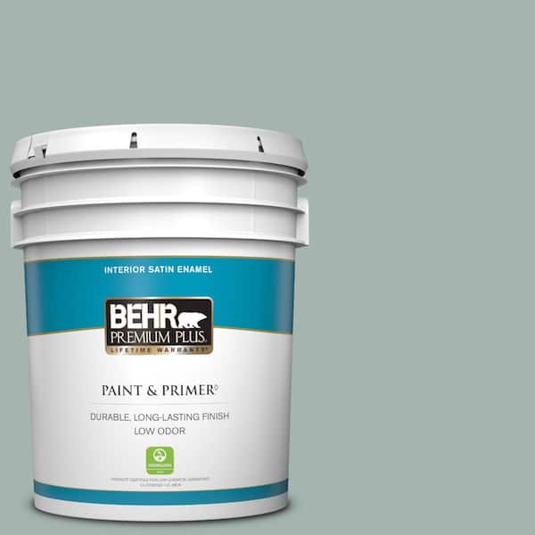 BEHR PREMIUM PLUS 5 gal. #PPU12-09 Frozen Pond Satin Enamel Low Odor Interior Paint & Primer