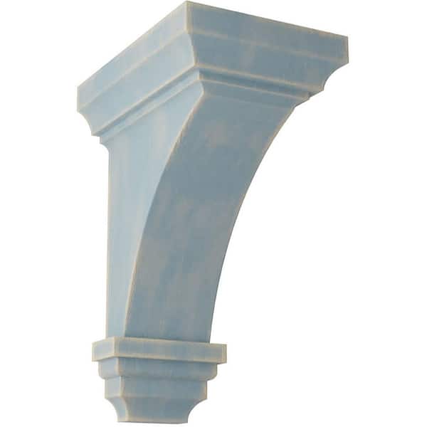 Ekena Millwork 4 in. x 8 in. x 4-3/4 in. Driftwood Blue Small Jefferson Wood Vintage Decor Corbel