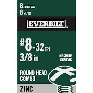 #8-32 x 3/8 in. Combo Round Head Zinc Plated Machine Screw (8-Pack)