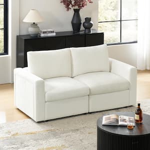 Andrea Beige 69.5 in. in Straight Arm Polyester Rectangle Storage Sofa in Beige