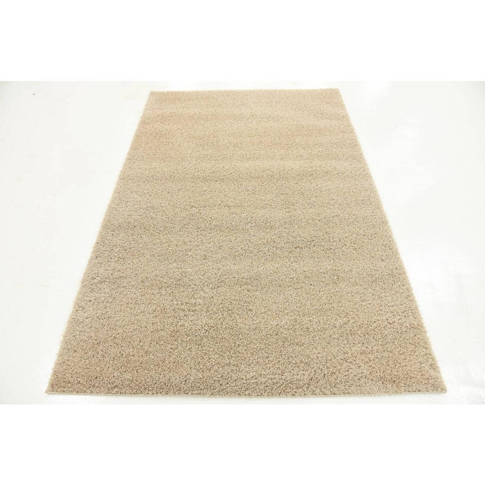 Serenity Soft Shag 4' x 6' Brown Synthetic Rug for Kids