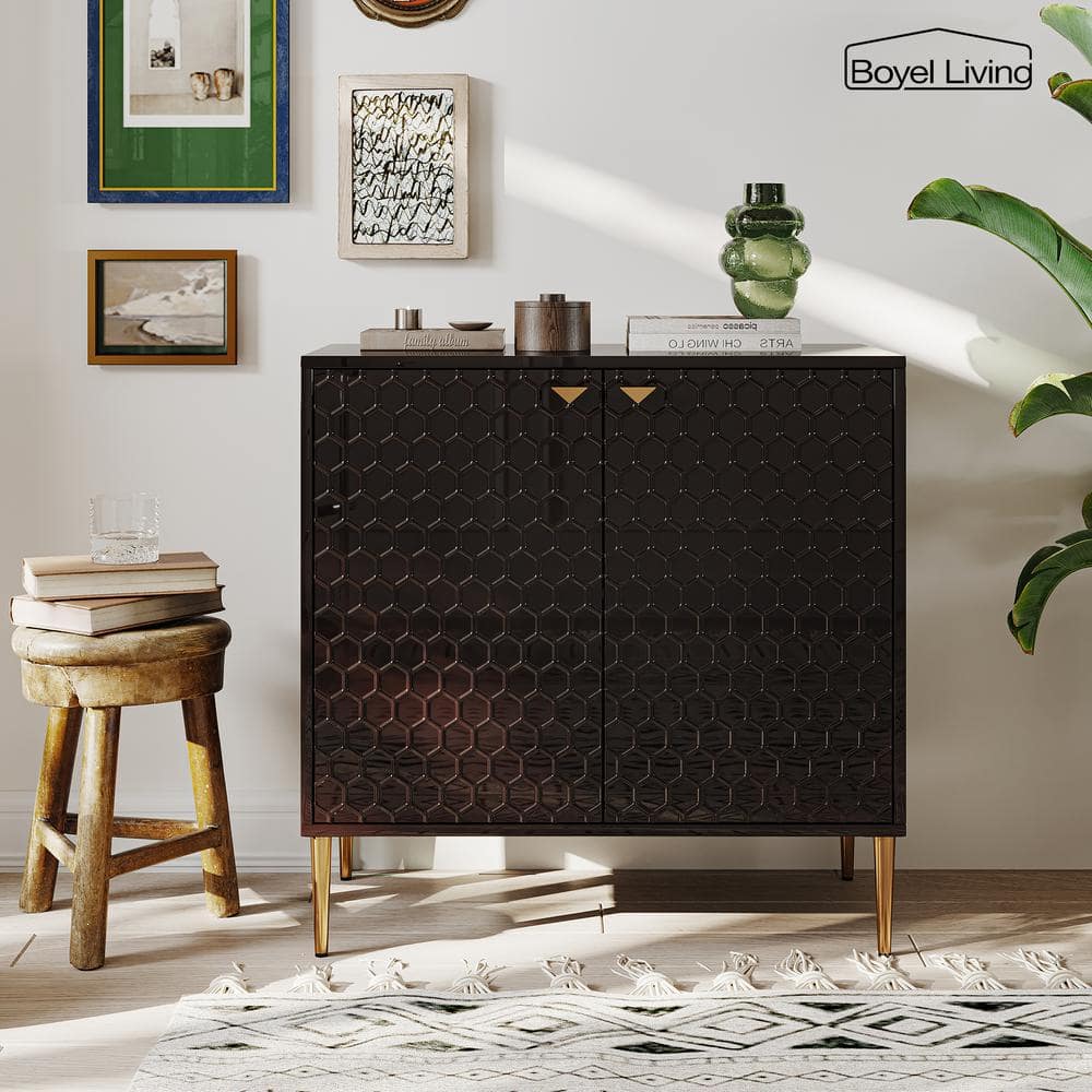 Boyel Living Black 32 in. H Modern Accent Cabinet with 2-Door and ...