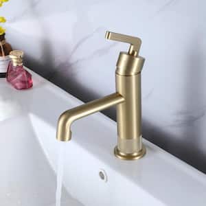Round Single Hole Single Handle Bathroom Faucet Mixer in Brushed Gold