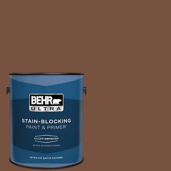 BEHR ULTRA 1 gal. #240F-7 Root Beer Extra Durable Satin Enamel Interior Paint & Primer