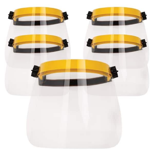 BISON LIFE Yellow Reusable Facial Protection Clear Face Shields (5-Pack)