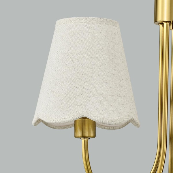 KAISITE 5-Light Indoor Light Luxury Style Gold Arm Fabric Shade