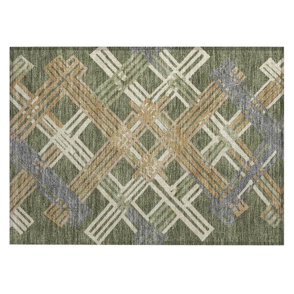 Chantille Machine Washable Indoor/Outdoor Abstract ACN2452 Olive 2 ft. x 3 ft. Accent Rug