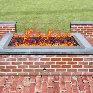 25.5 in. x 10 in. Drop in Fire Pit Pan 90 K BTU Stainless Steel Rectangular Built-in Fire Pit Pan with H-Burner