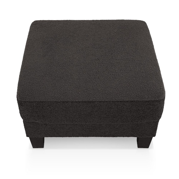 Furniture of America Colby Dark Gray Boucle Fabric Square Storage