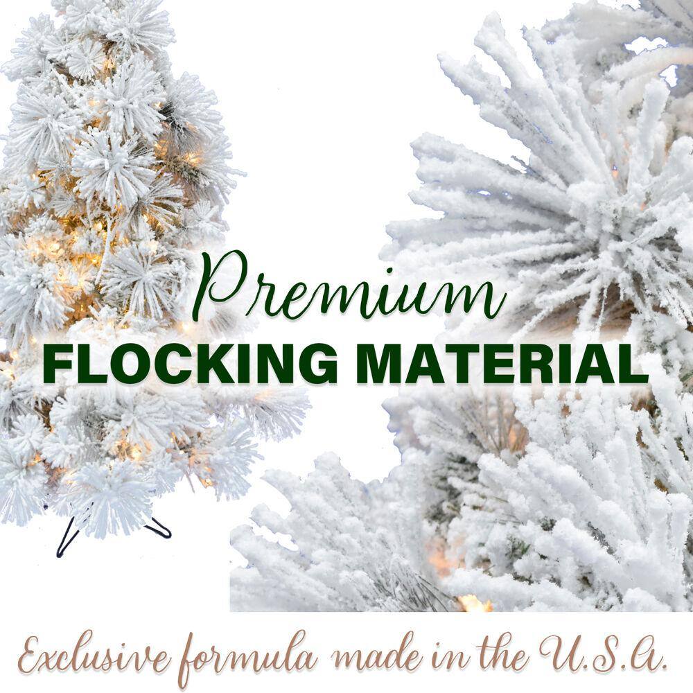 7.5 ft White Flocked Pine Artificial Christmas Tree with Metal Stand