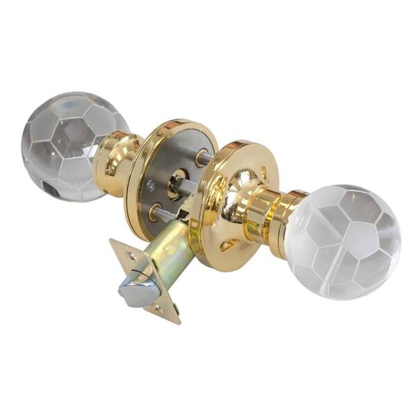 Krystal Touch of NY Soccer Ball Crystal Brass Privacy Bed/Bath Door Knob with LED Mixing Lighting Touch Activated