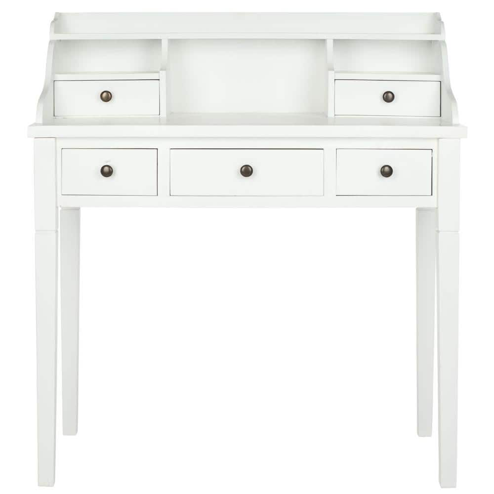 SAFAVIEH Landon 40.6 in. 5-Drawer White Secretary Desk AMH6516D - The ...