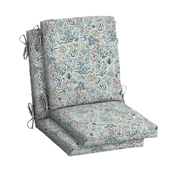 ARDEN 20 in. x 20 in. Pistachio Botanical High Back Outdoor Dining Chair Cushion (2-Pack)