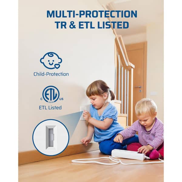 White 15 amp Tamper Resistant GFCI Duplex Outlet with USB-A, USB-C charger