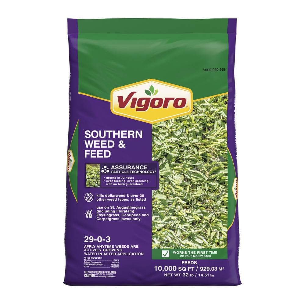 Vigoro 32 lbs. 10,000 sq. ft. Weed and Feed Weed Killer Plus Lawn Fertilizer for Southern Grass Types -  22540-1