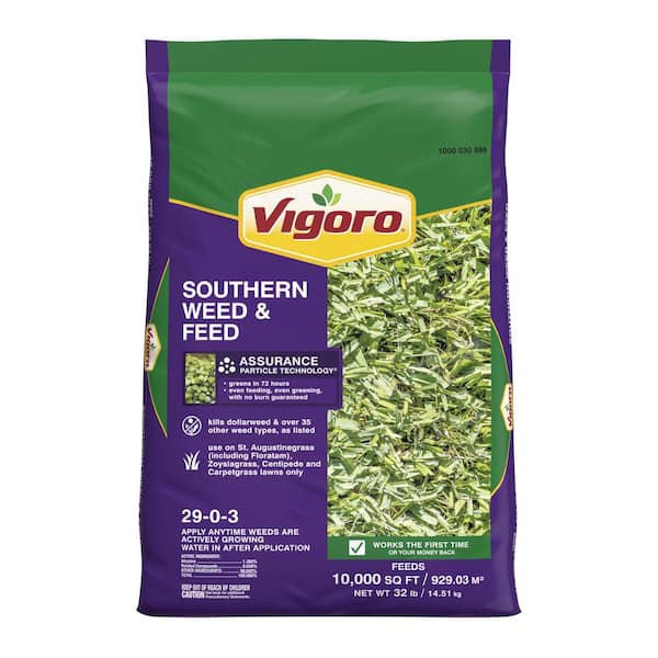 Vigoro 32 lbs. 10,000 sq. ft. Weed and Feed Weed Killer Plus Lawn Fertilizer for Southern Grass Types