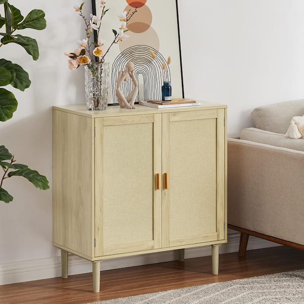 Unbranded Farmhouse Oak Kitchen Storage Cabinets with Rectangle Fabric Decorative Doors, Cabinet Console Tables, Wine Cabinets