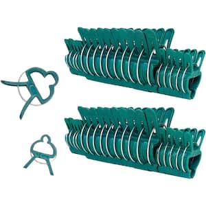 Green Garden Clips for Climbing Plants, Tomato Clips for Support (40-Pack)