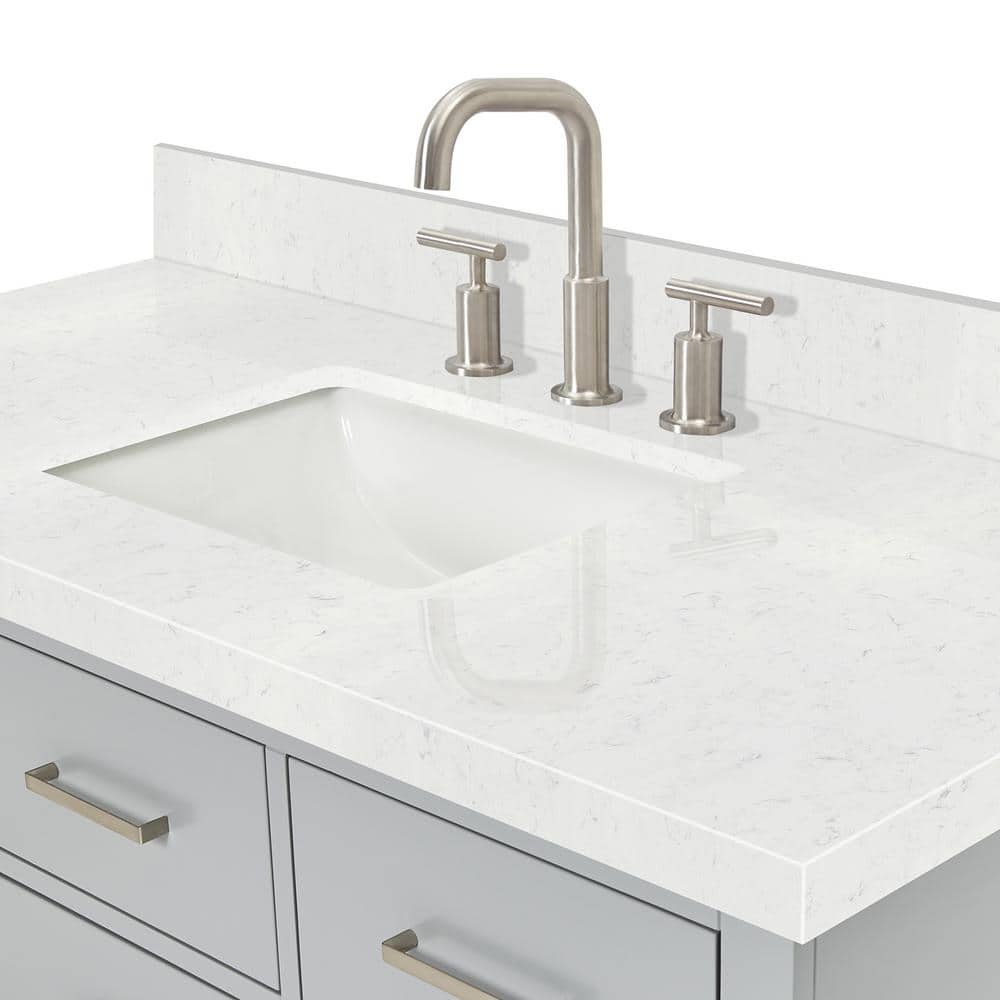 Hutton 48" Gray Wall-Mount Vanity with Carrara Quartz Top