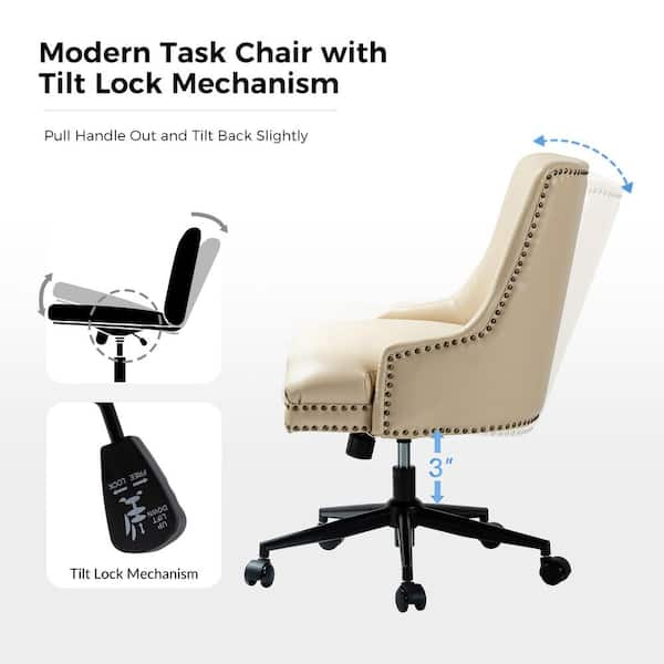 JAYDEN CREATION Taurino Ivory Nailhead Swivel Task Chair OFM0122