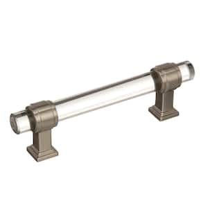 Glacio 3-3/4 in. (96mm) Modern Clear/Satin Nickel Bar Cabinet Pull