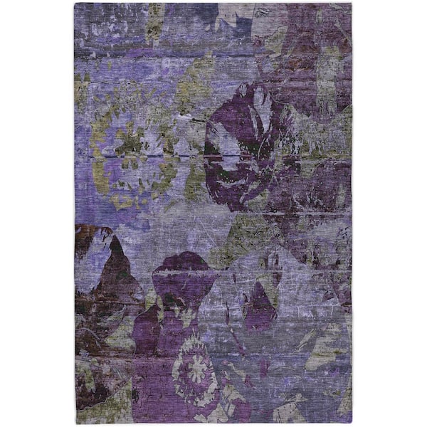 Dream Shag Premium Machine Washable Abstract ADS555 Purple 8 ft. x 10 ft. Area Rug