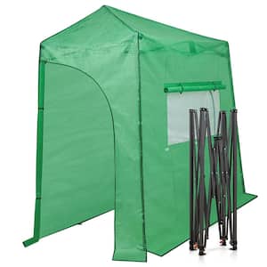 9 ft. W x 4 ft. D Portable Lean to Walk-In Pop-Up Gardening Green Greenhouse Canopy