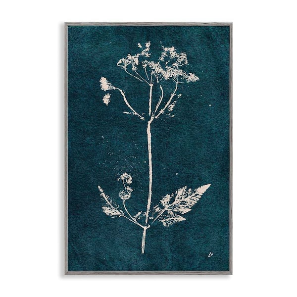 Stupell Industries Cow Parsley Stem by Lydia Orange Gray Framed Nature Giclee Art Print 24 in. x 16 in.