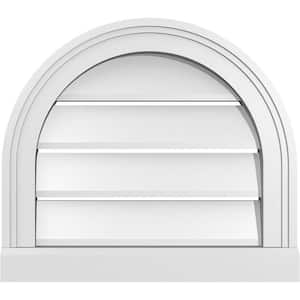 18 in. x 16 in. Round Top Surface Mount PVC Gable Vent: Functional with Brickmould Sill Frame