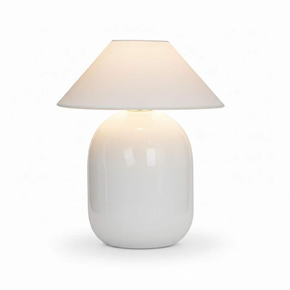 Ren LED 7.87 in Glossy Cream Midcentury Modern Urn Dimmable Cordless Portable Rechargeable Bedside Nightstand Desk Lamp price history on PriceWatchPro