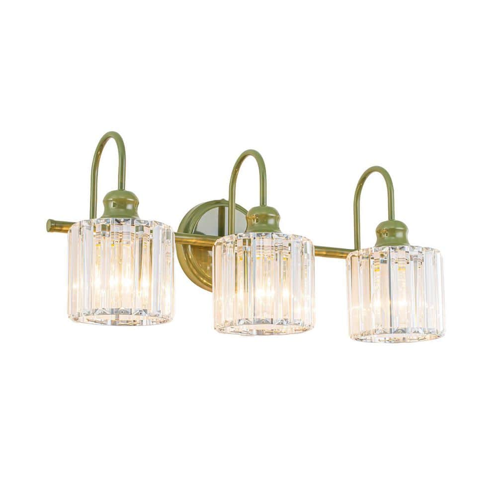 Katherine 21.3-in. 3-Light Modern Glam Green Bathroom Vanity Light with Clear Crystal Shades price history on PriceWatchPro