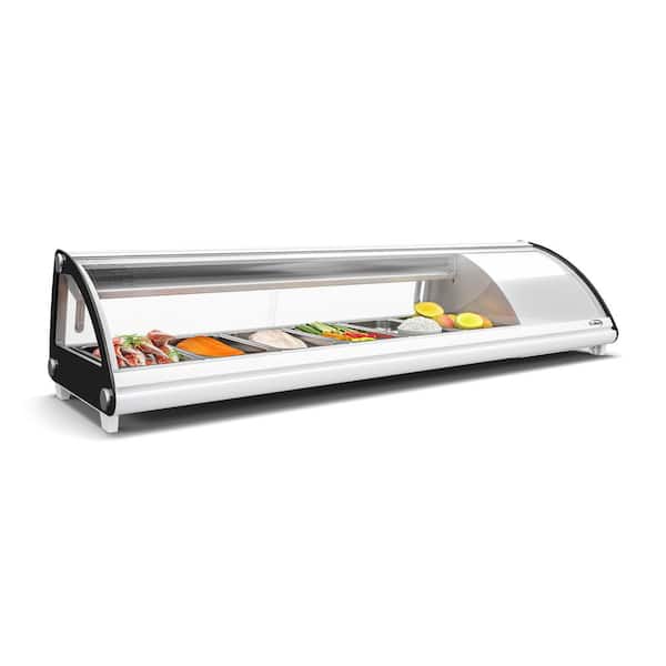 Koolmore 60 In. Countertop 6 Pan Sushi Refrigerator in White