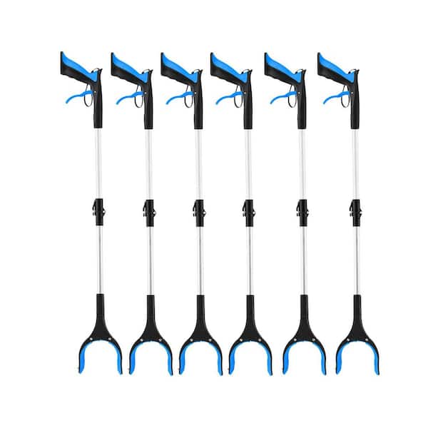32  in. Foldable Grabber Reacher Tool 6 Pack with 4  in. Wide Jaw and 360 Degree Rotating Head for Seniors