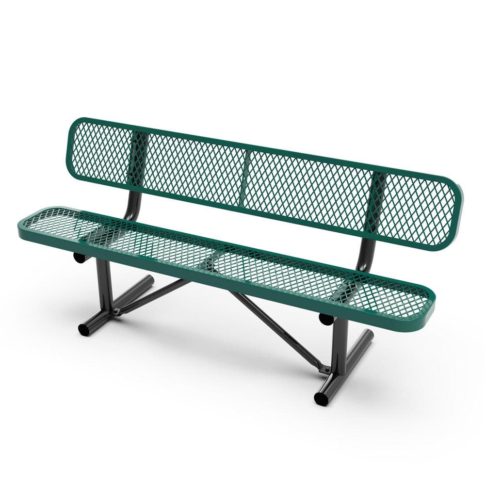 Metal Outdoor Mesh Green Bench (33 in. x 23 in. x 72 in.)