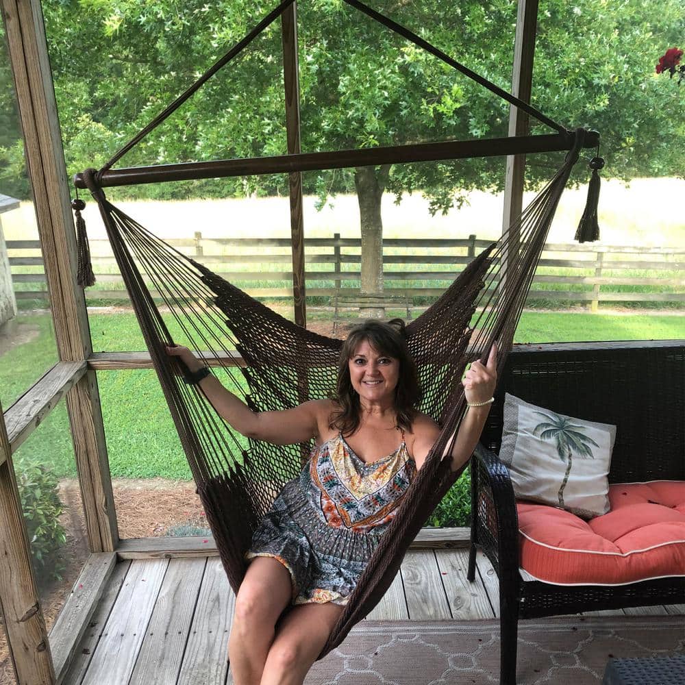 Mocha Extra Large Polyester Rope Hammock Chair Swing