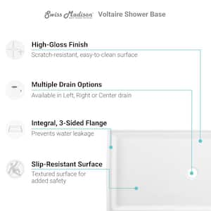 Voltaire 60 in. x 34 in. Acrylic Single-Threshold Right Side Drain Shower Base in White