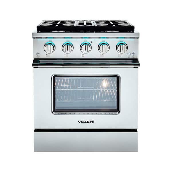 Reminiscia Plus 30 in. 4 Burners Freestanding Gas Range in Stainless Steel with LED Lights