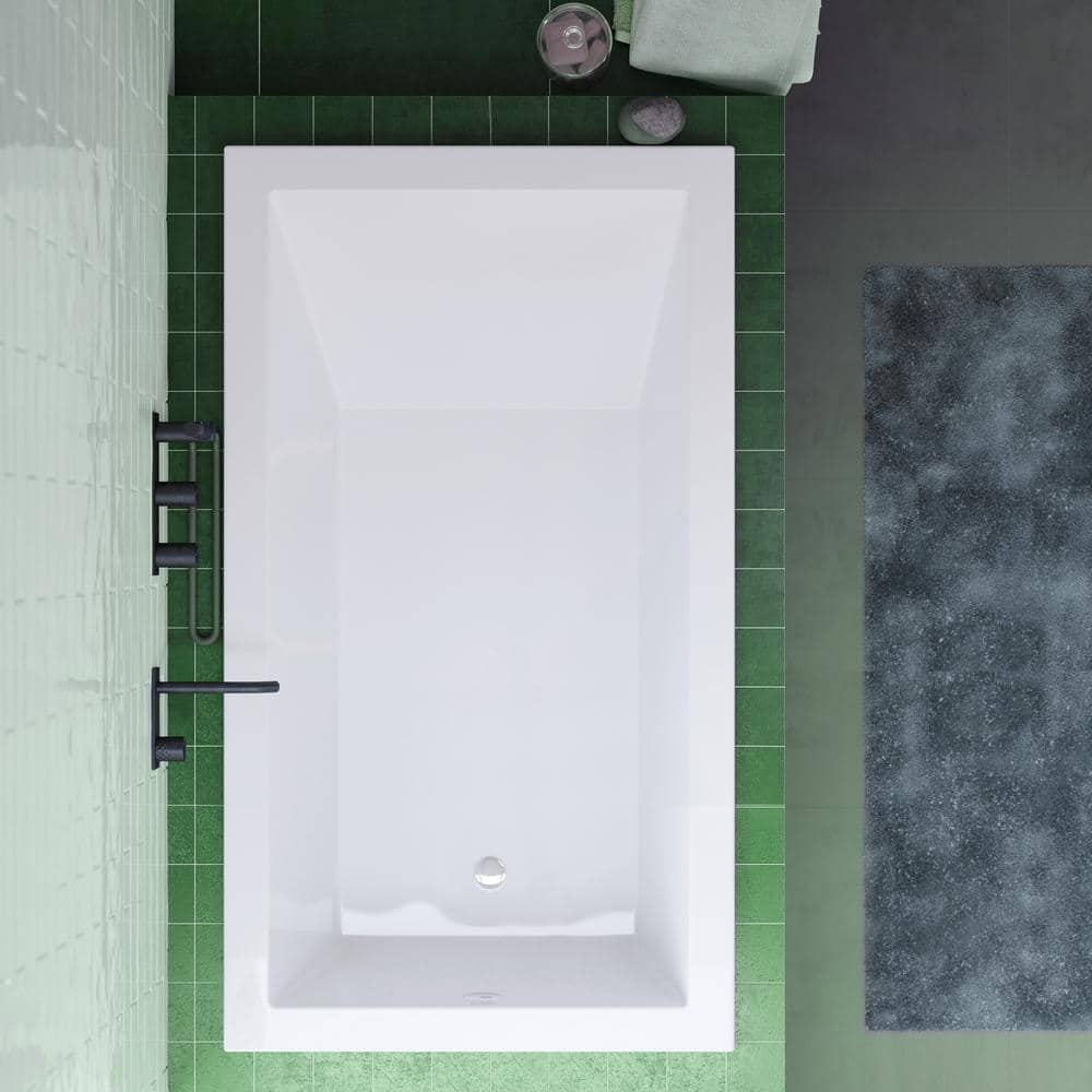 White Acrylic 30" Drop-In Bathtub with Glossy Finish