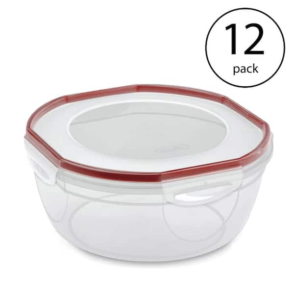 Sterilite Plastic Ultra Seal 4.7 Qt Plastic Food Storage Bowl Container w/Lid (12 Pack)