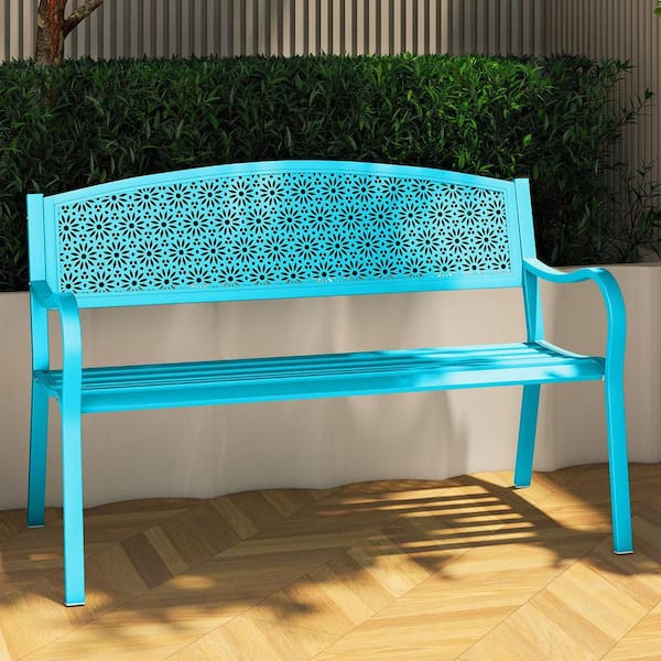 Steel Slat Outdoor Garden Bench Patio Loveseat Park Bench
