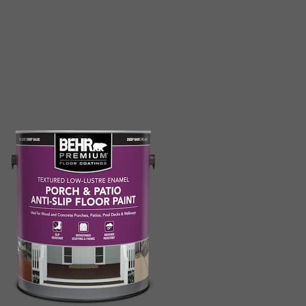 BEHR PREMIUM 1 gal. #N520-6 Asphalt Gray Textured Low-Lustre Enamel Interior/Exterior Porch and Patio Anti-Slip Floor Paint